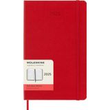 Moleskine Günlük planlayıcı, 12 aylık günlük planlayıcı 2025, sabit kapak ve elastik kilit, renk kızıl kırmızı, büyük format 13 x 21 cm