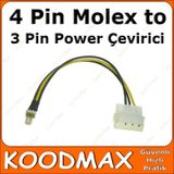 Molex 4 Pin to 3 Pin Erkek Fan Konnektör Soket Çevirici - 20cm