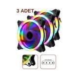 Molex Girişli 3lü Sessiz Renkli Fan 12cm Rainbow Kasa Fanı Rgb