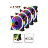 Molex Girişli 4'lü Sessiz Renkli Fan Rainbow Kasa Fanı 12 CM