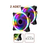 Molex Girişli Rainbow RGB Sessiz Kasa Fanı 12 CM 2'li