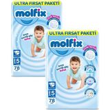 Molfix (2 Paket) Bantlı Bebek Bezi 5 Numara 11-18 kg Ultra Fırsat Paket Yumuşak ve Emici - 5 Beden (11 - 18 kg)