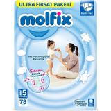 Molfix 5 Numara Bebek Bezi 78'li Bantlı 0 - 3 kg Hızlı Emici Teknoloji ile Üst Düzey Koruma
