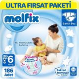 Molfix 62x3 186 Adet Bantlı Bebek Bezi 6 Beden 15+ kg Hızlı Emici Teknoloji ile Ultra Fırsat