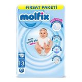 Molfix Bantlı Bebek Bezi 3 Beden 4 - 9 kg Fırsat Paketi 68'li Rahat Kullanım Sunar