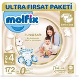 Molfix Bantlı Bebek Bezi 4 Beden Maxi 7-14 kg Ultra Fırsat Paketi 172 Adet