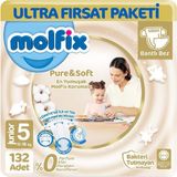 Molfix Bantlı Bebek Bezi 5 Beden 11-18 kg 66 x 2 132 Adet Ultra Yumuşak Koruma Avantaj Paketi