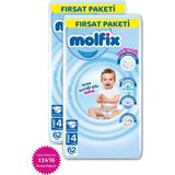 Molfix Bebek Bezi 3D 4 Beden Maxi 124 'lü Sızdırmaz Pratik Bantlı Maksimum Konfor ve Dayanıklılık - 5 Beden