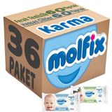 Molfix Ferah Temizlik 18x60 + Hassas Cilt 18x60 Karma Set 36 Paket Islak Mendil