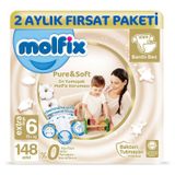 Molfix Pure&Soft No:6 XLarge 148 Adet Bebek Bezi