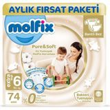 Molfix Pure&Soft No:6 XLarge 74 Adet Bebek Bezi