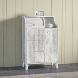 Moli Movemo 3 Kapaklı Tek Çekmeceli 2 Raflı Ahşap Beyaz Eskitme 98.5 x 70.5 x 33 cm Çiftli Ekmeklik Dolabı