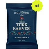Moliendo Finest Coffee Moliendo Klasik Türk Kahvesi 100 g 5'li Paket Brezilya Menşeli Doğal Çikolata ve Karamel Lezzeti - 500 gr