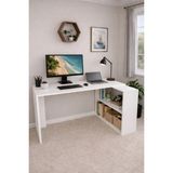 MoLife 258 Beyaz Ren Çalışma Masası Kitaplıklı Suntalam Malzeme ile Modern Tasarım - 110 X 45