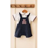 Molini little indigo erkek ,kız bebek denim salopet romper gömlek takım.-ayıcıklı 2'li takım