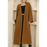 Molly Nelly Kadın Uzun Maxi Boy Dokulu Triko Oversize Triko Hırka