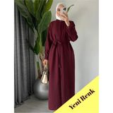 Molly Nelly Kadın Uzun Yazlık Muslin Ince Tunik Bordo Pardesü - 1