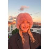 mollycrush Elit Rus Slav Tarzı Suni Kürklü İçi Deri Peluş Tüylü Kalpak Şapka, Standart, içiderimollykalpak, Pembe, Kadın