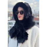 Mollycrush Kadın Suni Kürk Eşarp Atkı Şapka – Kışlık Sıcak Tutan Soft Peluş Model