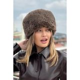 mollycrush Kışlık Peluş Kahve Suni Kürk Kalpak Şapka, Standart, MollyKlpk, Kahverengi, Kadın