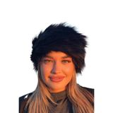 mollycrush Luxury Rus Slav Tarzı Suni Kürklü Uzun Tüylü Peluş Kalpak Şapka, Standart, uzuntuylukalpaksapkamolly, Siyah, Kadın