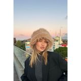 mollycrush Luxury Uzun Tüylü Suni Kürklü Peluş Rus Slav Tarzı Bucket Kalpak Şapka, Standart, Uzuntuylubucketmolly, Camel, Kadın