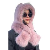 mollycrush Peluş Boyun Bağlamalı Şapka Bere, Standart, Peluş Boyun Bağlamalı Şapka, Pembe, Kadın