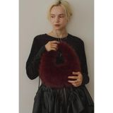 mollycrush Peluş Kürklü Omuz Çantası, Tek Ebat, Mollycrush Peluş Çanta, Bordo, Kadın