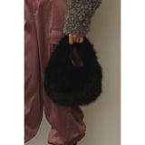 mollycrush Peluş Kürklü Omuz Çantası, Tek Ebat, Mollycrush Peluş Çanta, Siyah, Kadın