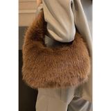 mollycrush Peluş Omuz Çantası, Tek Ebat, Mollycrush Peluş Çanta, Camel, Kadın