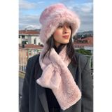 mollycrush Peluş Rus Tarzı Bucket Kalpak Şapka Atkı 2'li Set Kışlık, Standart, Mollybucketatkısett, Pembe, Kadın