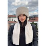 mollycrush Peluş Rus Tarzı Kalpak Atkı 2'Li Set, Standart, Rus Tarzı Kalpak Atkı Set, Bej, Kadın