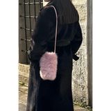 mollycrush Peluş Suni Kürk Omuz Çantası, Standart, Mollycrush Peluş Çapraz Omuz Çantası, Toz Pembe, Kadın