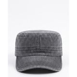 Mollycrush Premium Askeri Yıkamalı Castro Şapka - Siyah Unisex Vintage Kep Model - Standart