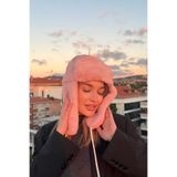 mollycrush Suni Kürk Peluş Tüylü Elit Ponponlu Şapka Bere, Standart, ponponlumolly, Pudra, Kadın