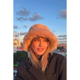 mollycrush Suni Kürklü Peluş Bucket Kalpak Şapka Luxury Rus Slav Tarzı, Standart, kısatuylubucketsapka, Camel, Kadın