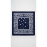 Mollycrush Unisex Lacivert Şal Desenli Pamuklu Bandana Boyunluk Saç Bandı ve Outdoor Fular - Standart