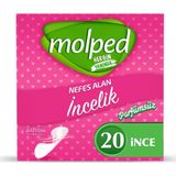 Molped Günlük Ped 20'Li İnce Parfümsüz Nefes Alan Yüzey ile Sızıntı Önleyici Konfor