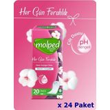 Molped Her Gün Ferahlık 20'li 24 Paket İnce Günlük Ped