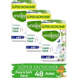 Molped Hijyenik Ped Pure & Soft Süper Eko 16'lı Gece x 3 Paket