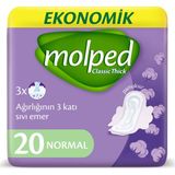 Molped Kalın Ped Klasik Normal 20 Adet Ekonomik Sızıntı Önleyici Teknoloji ile Güvenli Koruma