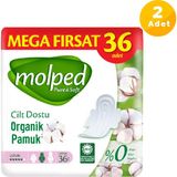 Molped Pure Soft 36'lı 2 Paket Uzun Hijyenik Ped Cilt Dostu ve Ultra İnce Rahatlık Sunar