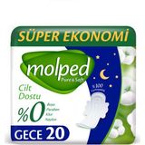 Molped Pure&Soft Gece 18 Li Hijyenik Ped Cilt Dostu Sızıntı Önleyici Teknoloji İle