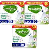 Molped Pure&Soft Gece Hijyenik Ped 90 Adet (3pk*30) Ultra Yumuşak Cilt Dostu Koruma