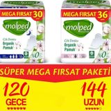 Molped Pure&soft Hijyenik Ped Süper Mega Fırsat Paketi Gece 120 Adet + Uzun 144 Adet