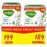 Molped Pure&soft Hijyenik Ped Süper Mega Fırsat Paketi Uzun 144 Adet + Normal 184 Adet