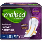 Molped Supernight 22’li x 6 Adet Süper Gece Hijyenik Ped Ultra İnce Rahatlık ve Sızıntı Önleyici Teknoloji