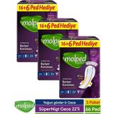 Molped Supernight Gece Hijyenik Ped 22'Li X 3 Paket