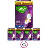 Molped Süpernight Gece Hijyenik Ped - 80 Adet, Ultra Emici, 5 Paket x 16 Adet, Gün Boyu Konfor ve Sızıntı Önleyici Teknoloji