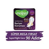 Molped Supernight Gece Kullanım İçin Hijyenik Ped 90 Adet Pamuksu Yüzey ve 3D Bariyer Koruması